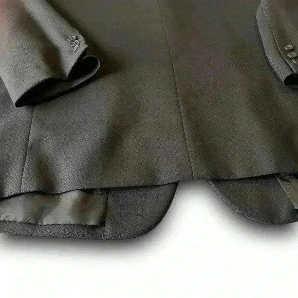 Hardy Amies Vtg Blazer 100% Wool Suit Jacket Sport Coat 42R Herringbone Black - Picture 5 of 8